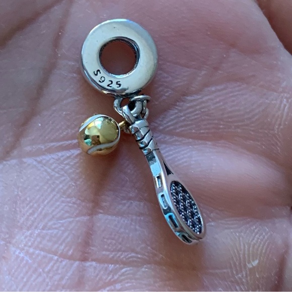 NWOT Tennis Racket & Ball Dangle Charm Sterling Silver 925 - Picture 7 of 10
